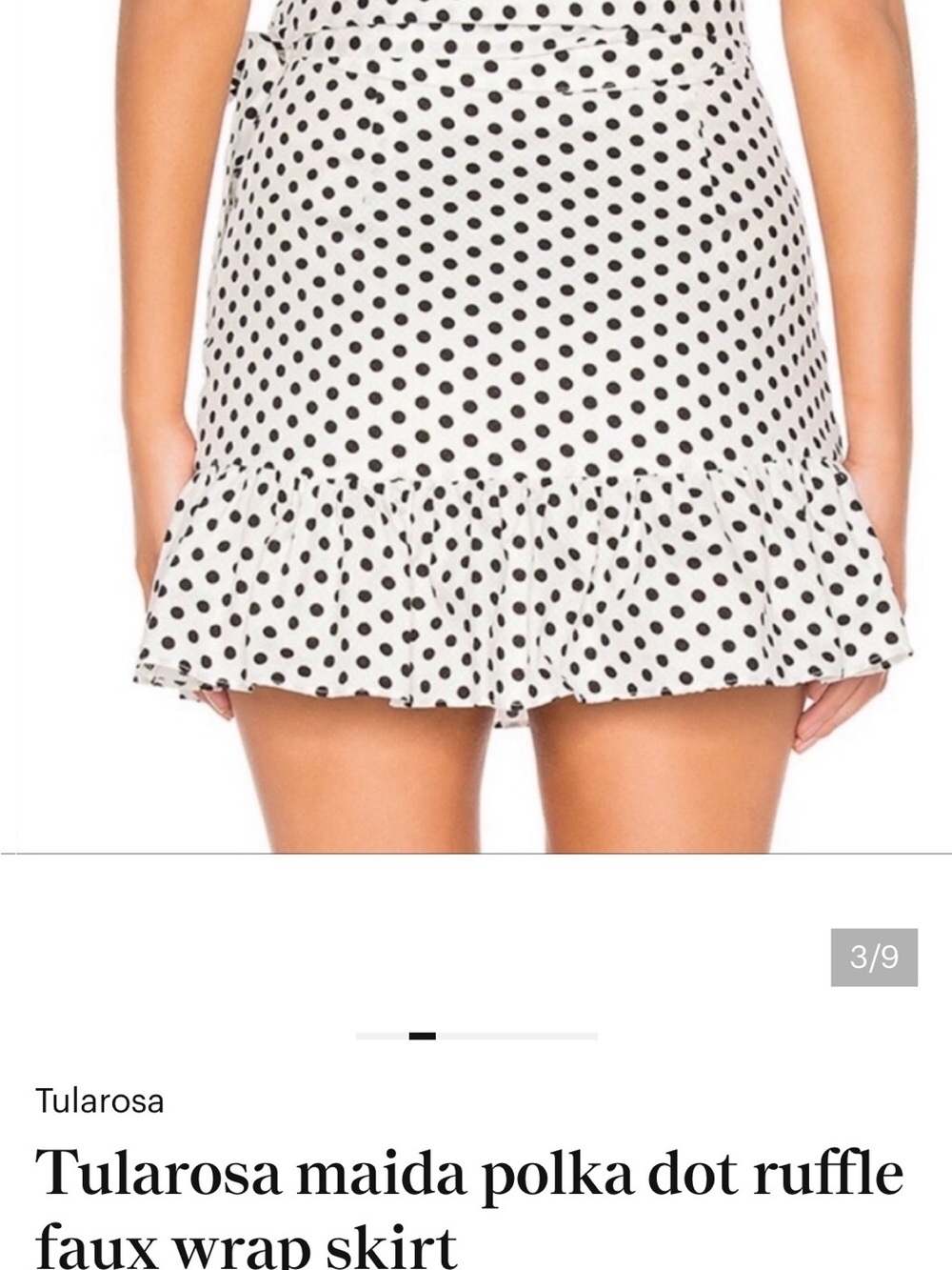 Tularosa maida polka dot ruffle faux wrap skirt
